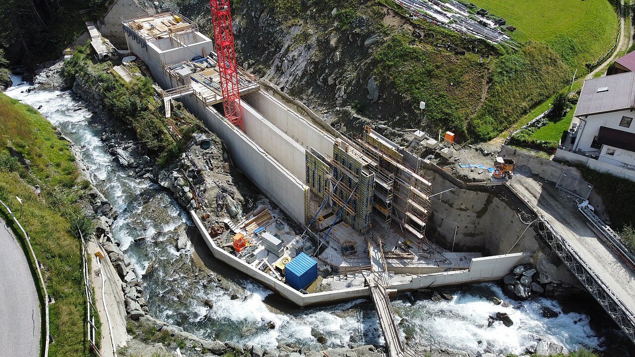 Betonarbeiten beim Einlaufbauwerk Obervellach II