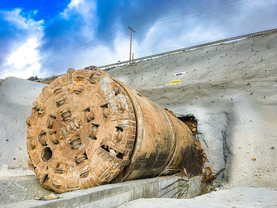 Tunnelbohrmaschine nach Durchschlag