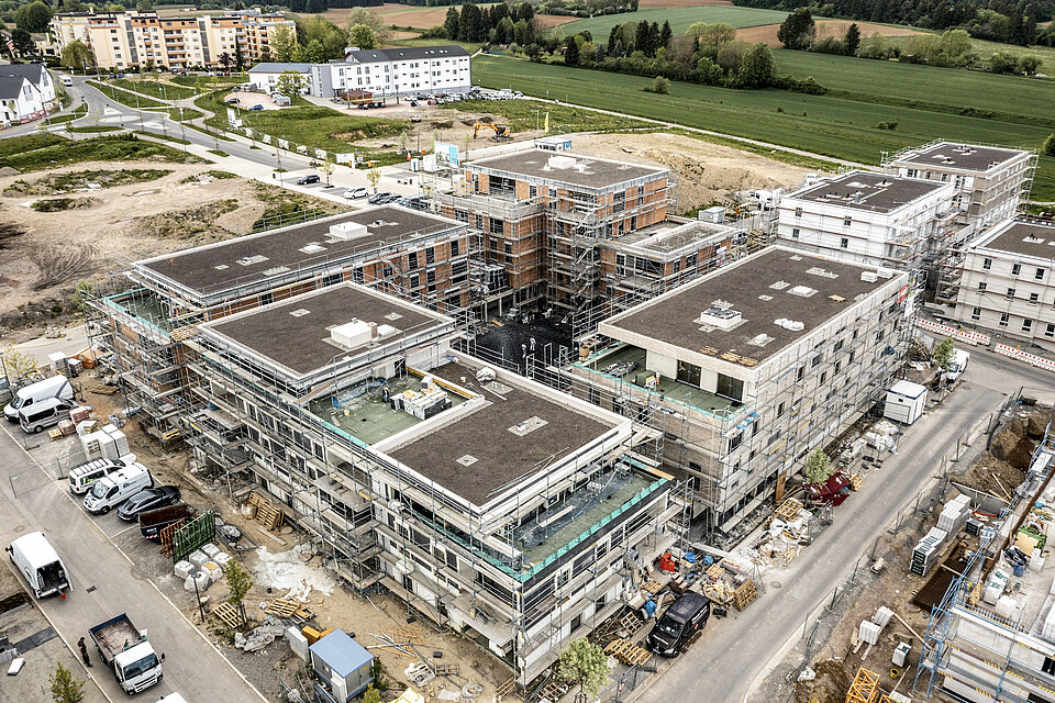 Luftbild Atrium Eins im Bau